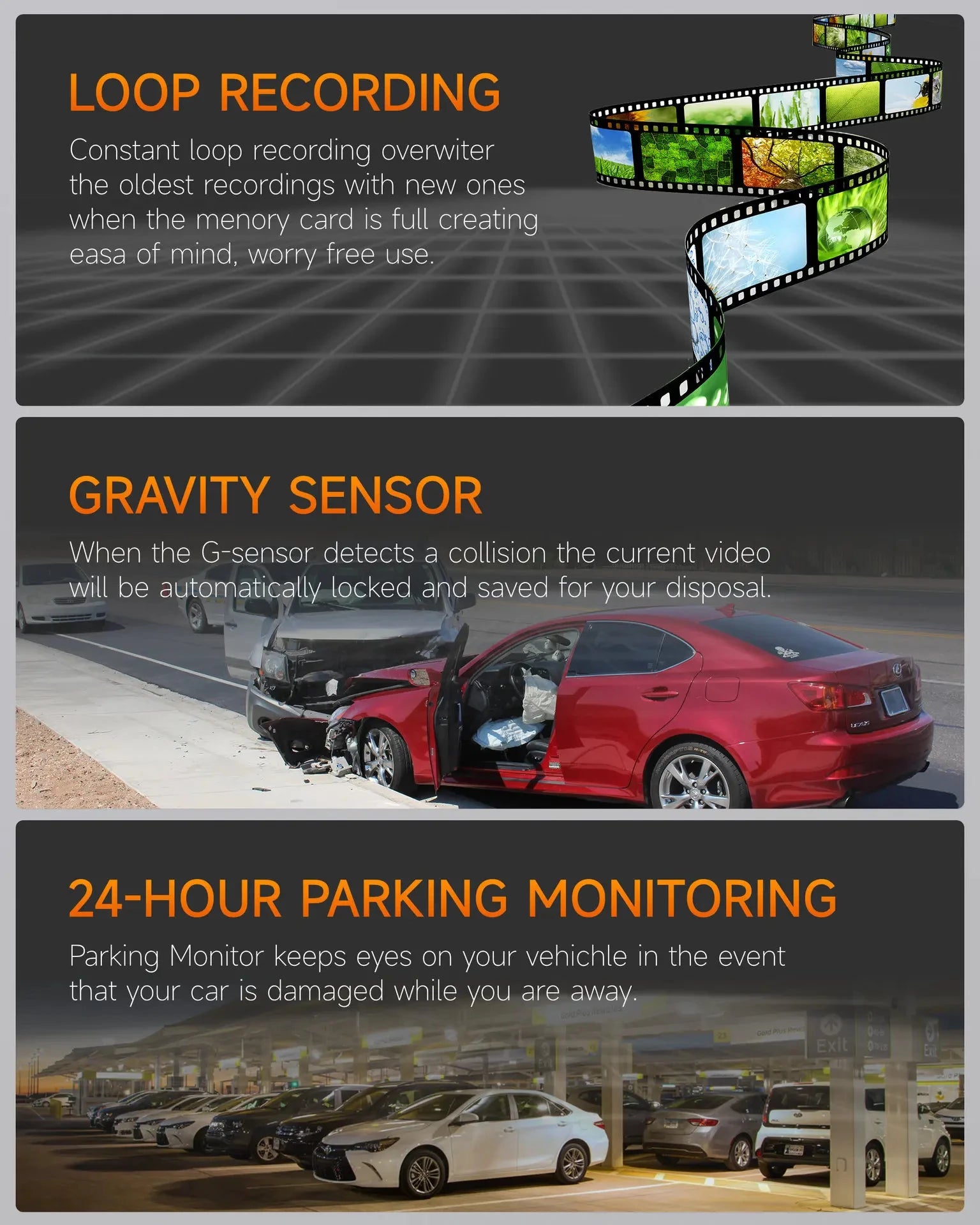 Dual Dashcam Wifi 1080P (Front+Interior+Night Vision)