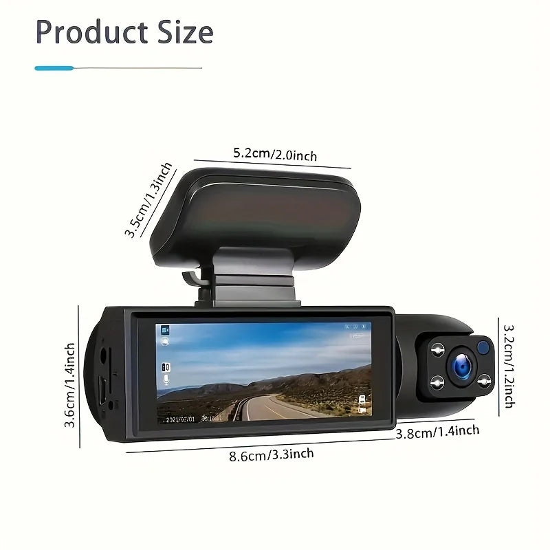 Dual Dashcam Wifi 1080P (Front+Interior+Night Vision)